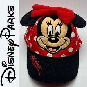 3/$30 Walt Disney World Girls Youth Minnie Mouse Hat Cap Red Ears Bow Polka Dots